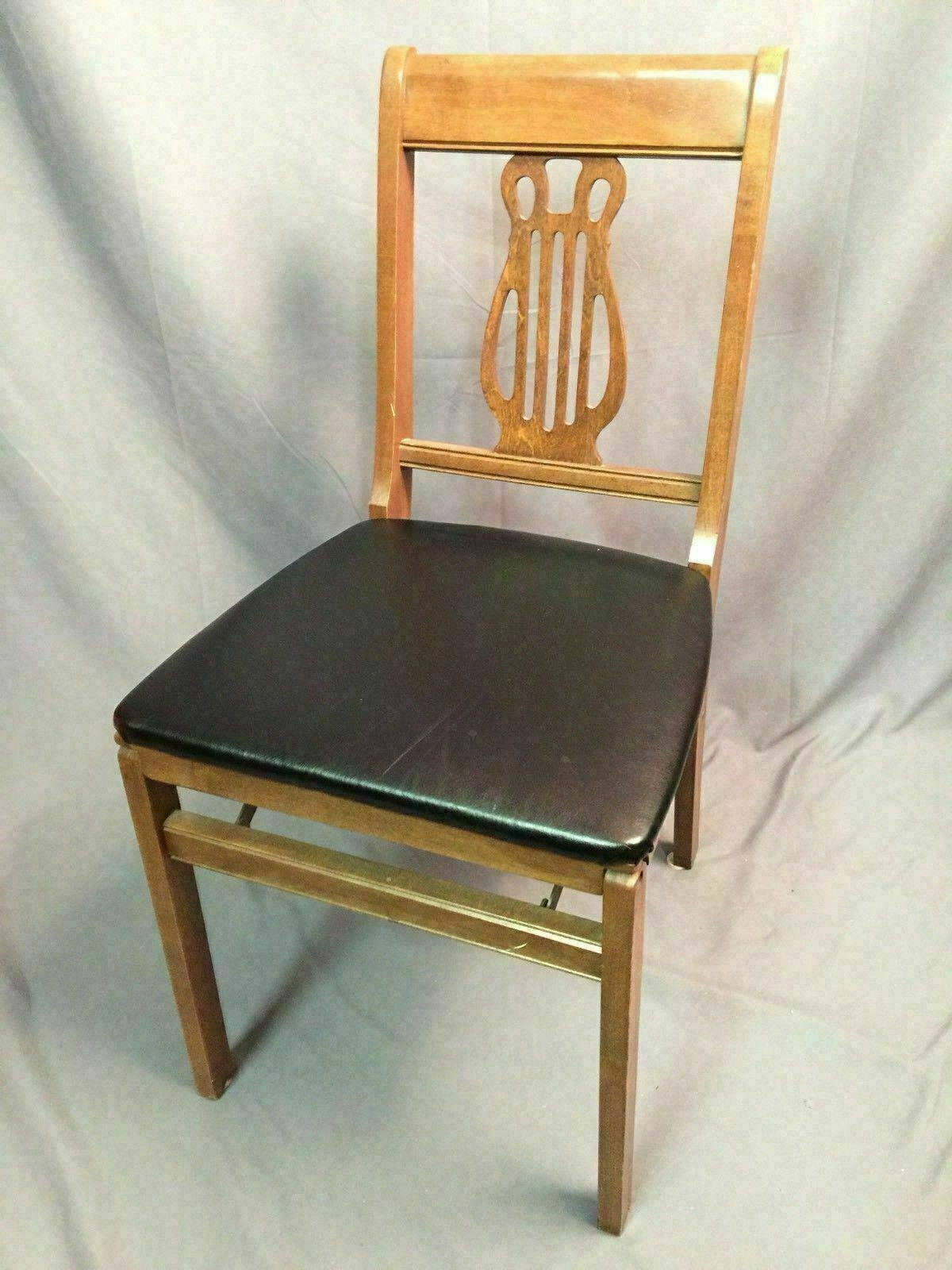 Stakmore Folding Chair Vintage Wood Seating Made In USA Post1950