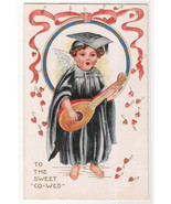Sweet Co-Wed Coed Girl Cap Gown Love Valentine&#39;s Day postcard - £3.64 GBP