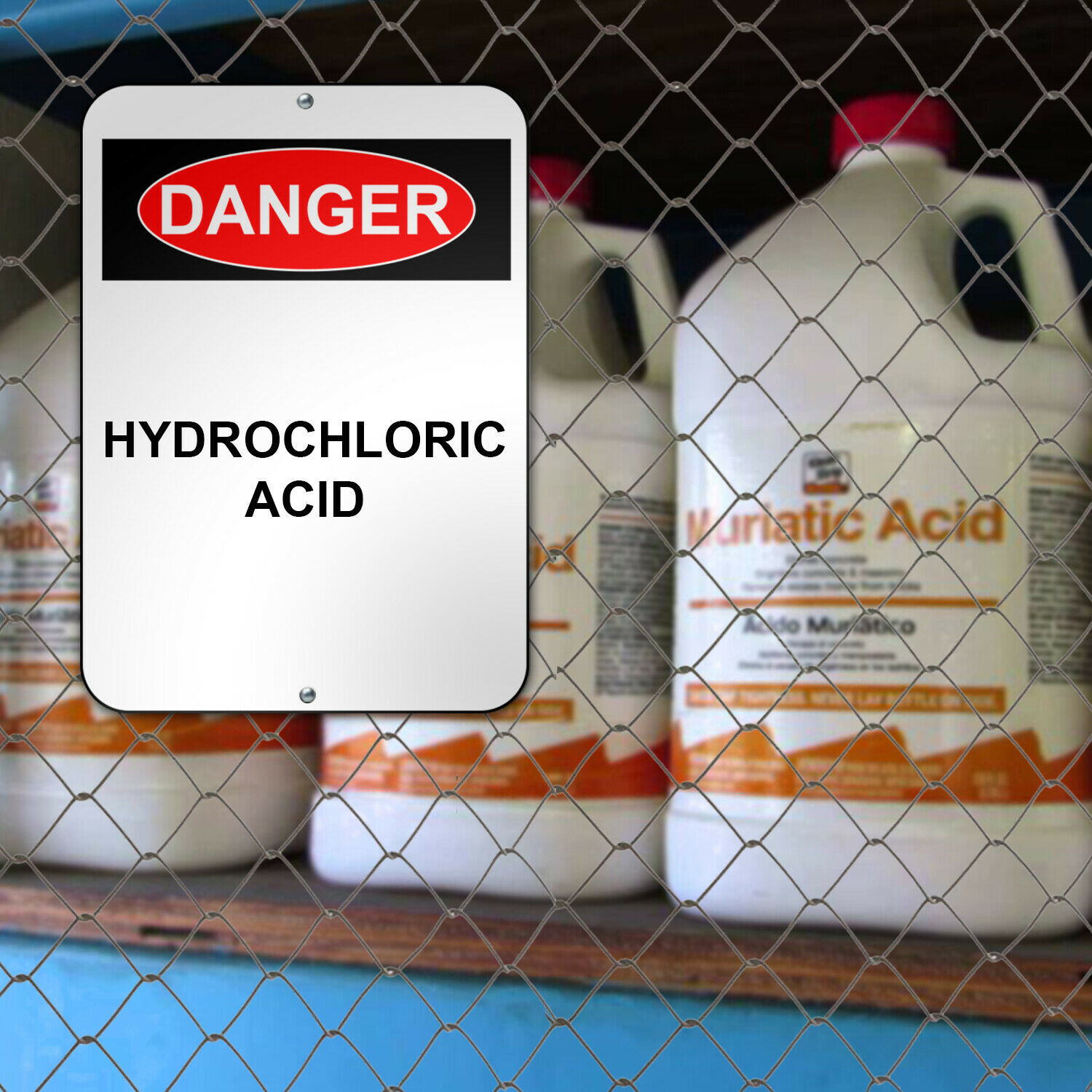 Danger Hydrochloric Acid Sign Safety Sign, Aluminum Metal UV Print