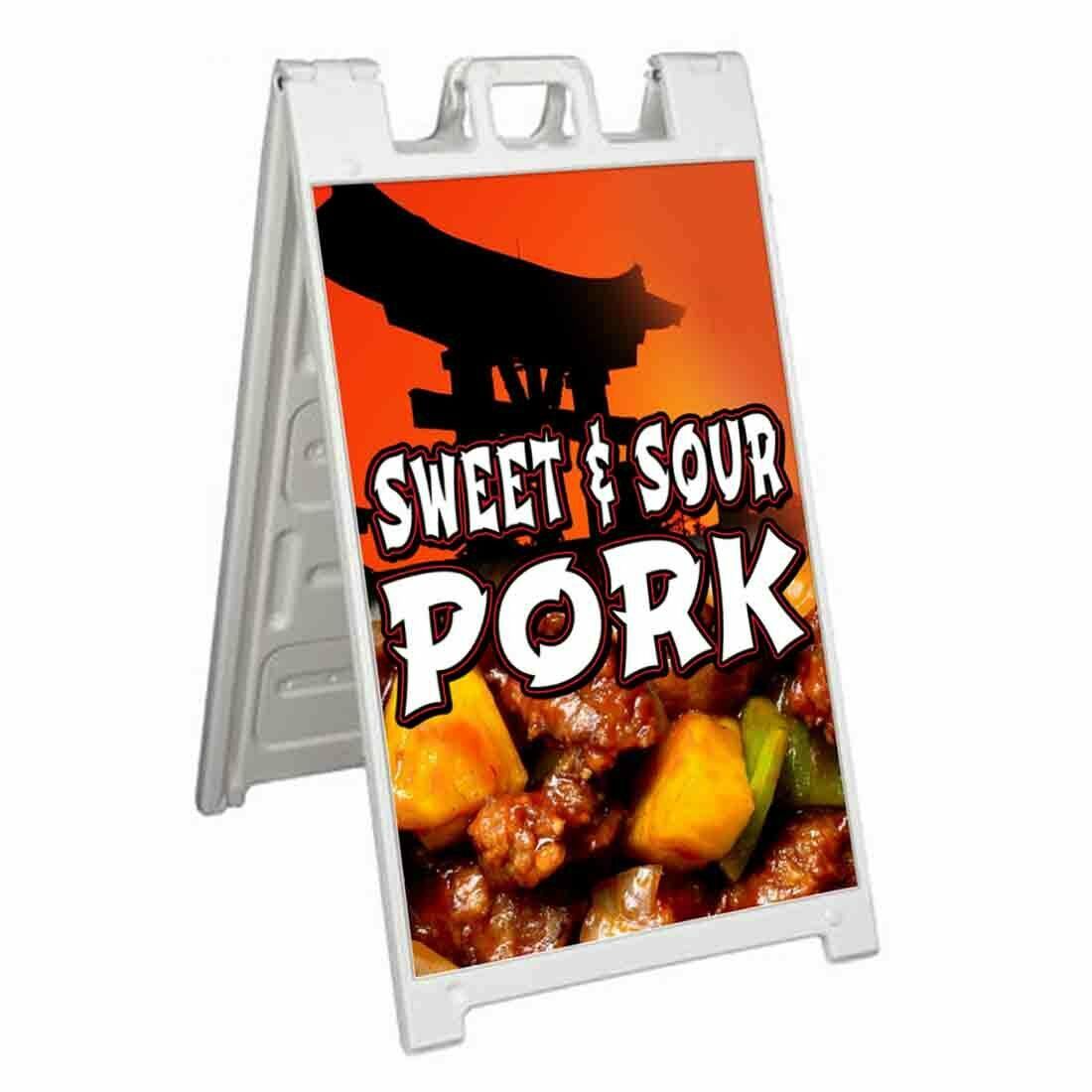 SWEET AND SOUR PORK Signicade 24x36 Aframe Sidewalk Sign Banner Decal FOOD
