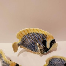 Ceramic Fish Figurines, Set of 3 Blue and Yellow Tropical Angelfish Miniatures image 4