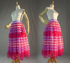 Women Tiered Midi Tulle Skirt Gray Layered Tutu Skirt Holiay Tulle Skirt Custom  image 6