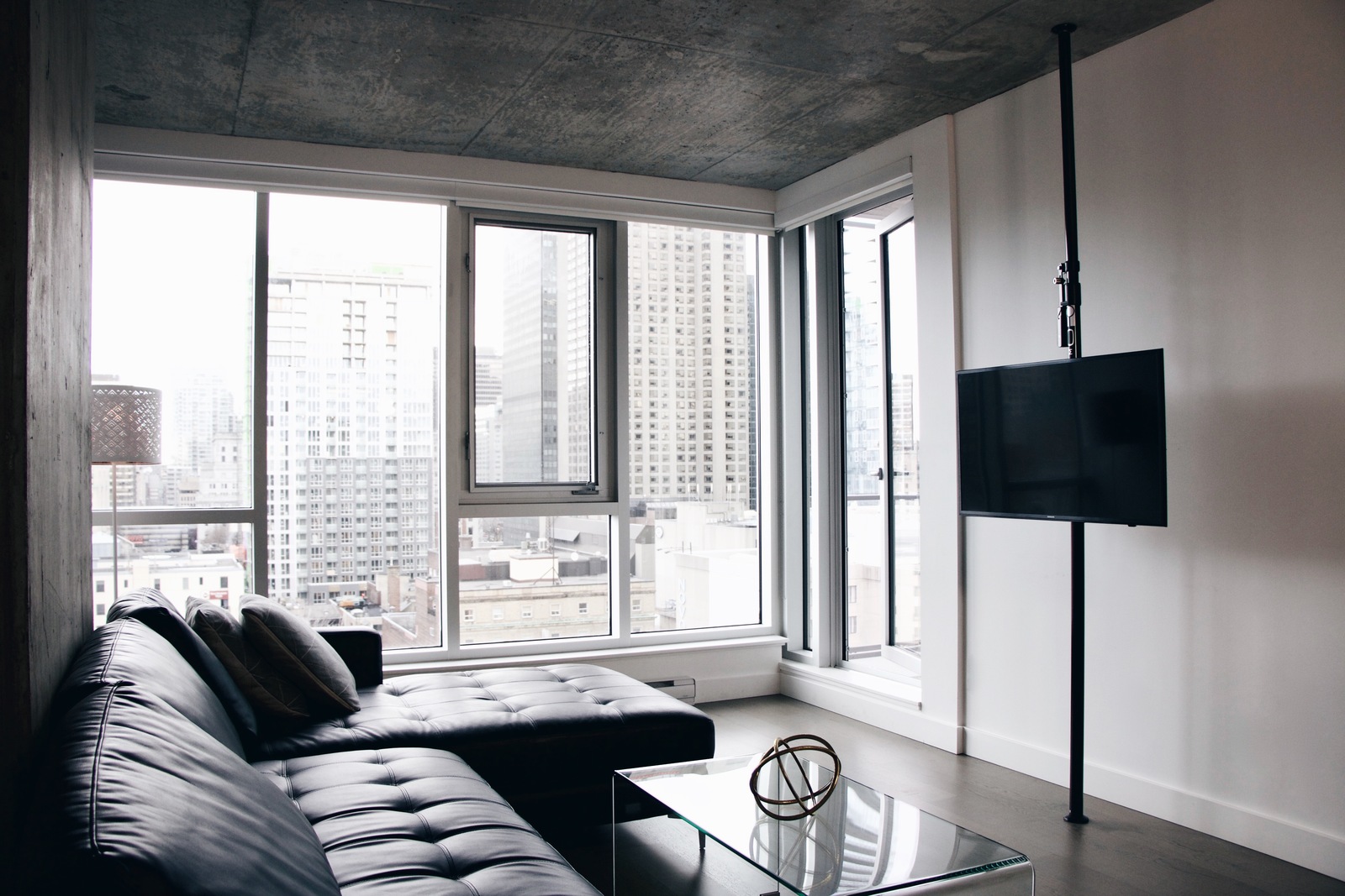 MOFO Pole Modern TV Stand. No tools! Entertainment Units, TV Stands