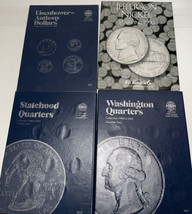 Whitman Coin Folders  (Albums) 4 Eisenhower Dollars Jefferson Nickels Qu... - $17.82