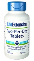3 PACK Life Extension Two-Per-Day 120 Tablets Multi Vitamin Mineral image 2