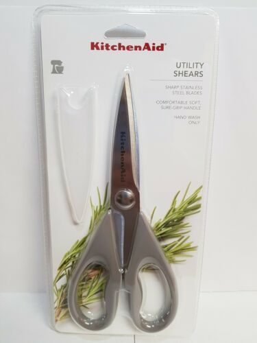 KITCHENAID ALL PURPOSE KITCHEN SHEARS SOFT GRIP GRAY  STAINLESS NEW STYLE