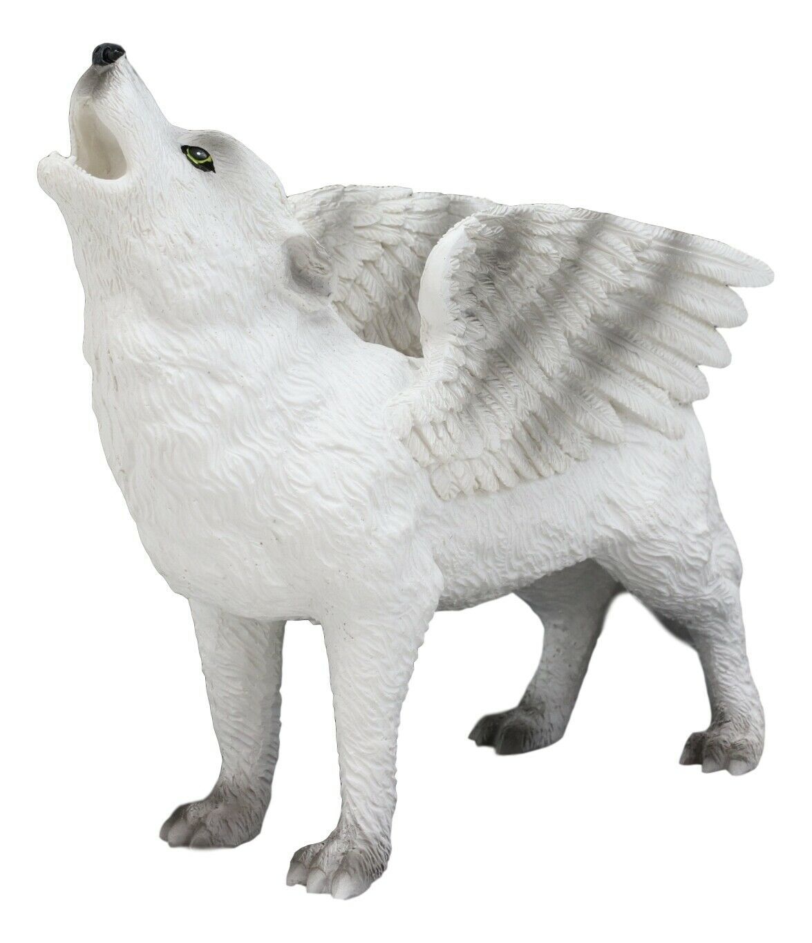 Snow Angel Wings Native Tribal Howling Wolf Totem Spirit Figurine Collection 6L
