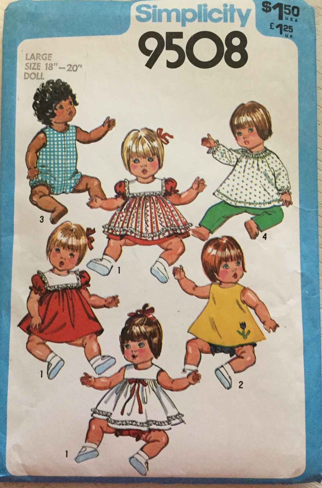 Simplicity 9508 Baby Doll Clothes Sewing Pattern for Large 18"20