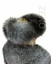 Silver Fox Fur Stole 63' (160cm) Saga Furs Collar Tails / Wristbands / Headband image 9
