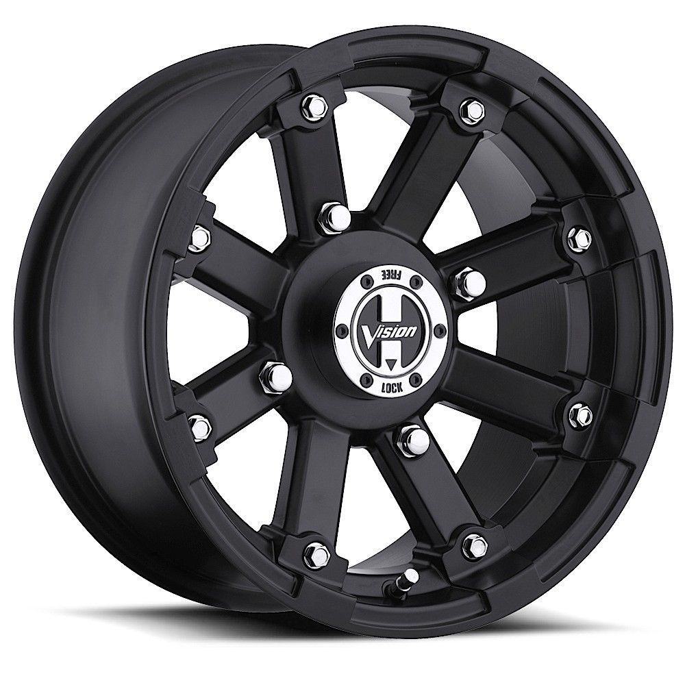 One 12x8 Vision ATV 393 Lockout 4x115 -10 Matte Black Wheels Rims - Wheels