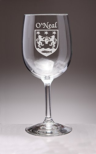 O'Neal Irish Coat of Arms Wine Glasses - Set of 4 (Sand Etched)