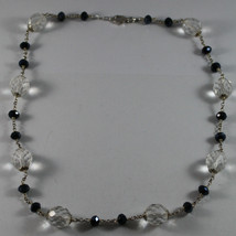 .925 SILVER RHODIUM NECKLACE WITH TRANSPARENT AND BLACK CRYSTALS image 2