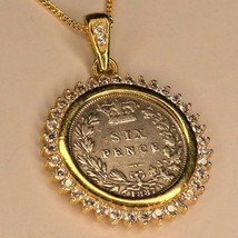 Queen Victoria Sterling Silver Sixpence Coin Necklace - $99.50