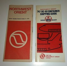 Northwest Orient Air10/74 Timetable &amp;747 DC-10 Container Shipping Guide ... - $24.75