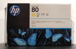 Genuine HP 80 Yellow 350mL Ink Cartridge C4848A DesignJet 1055cm 1000 10... - $19.35