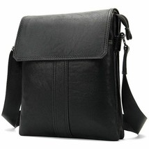 Men&#39;s Black Shoulder Bag Genuine Leather Crossbody Messenger Handbags - $64.99