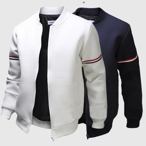 Mens Hoody Jacket Coat Two Color Blocked Lightweight Fleece Jacket (Size M/L/XL/