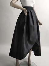 BLACK Pleated Taffeta Skirt A-line Black Slit Holiday Skirt Outfit Custom Size image 4