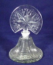 Perfume Bottle &amp; Stopper Clear - Glass Star Stopper Round Ribbed Base 5&quot;... - $8.91