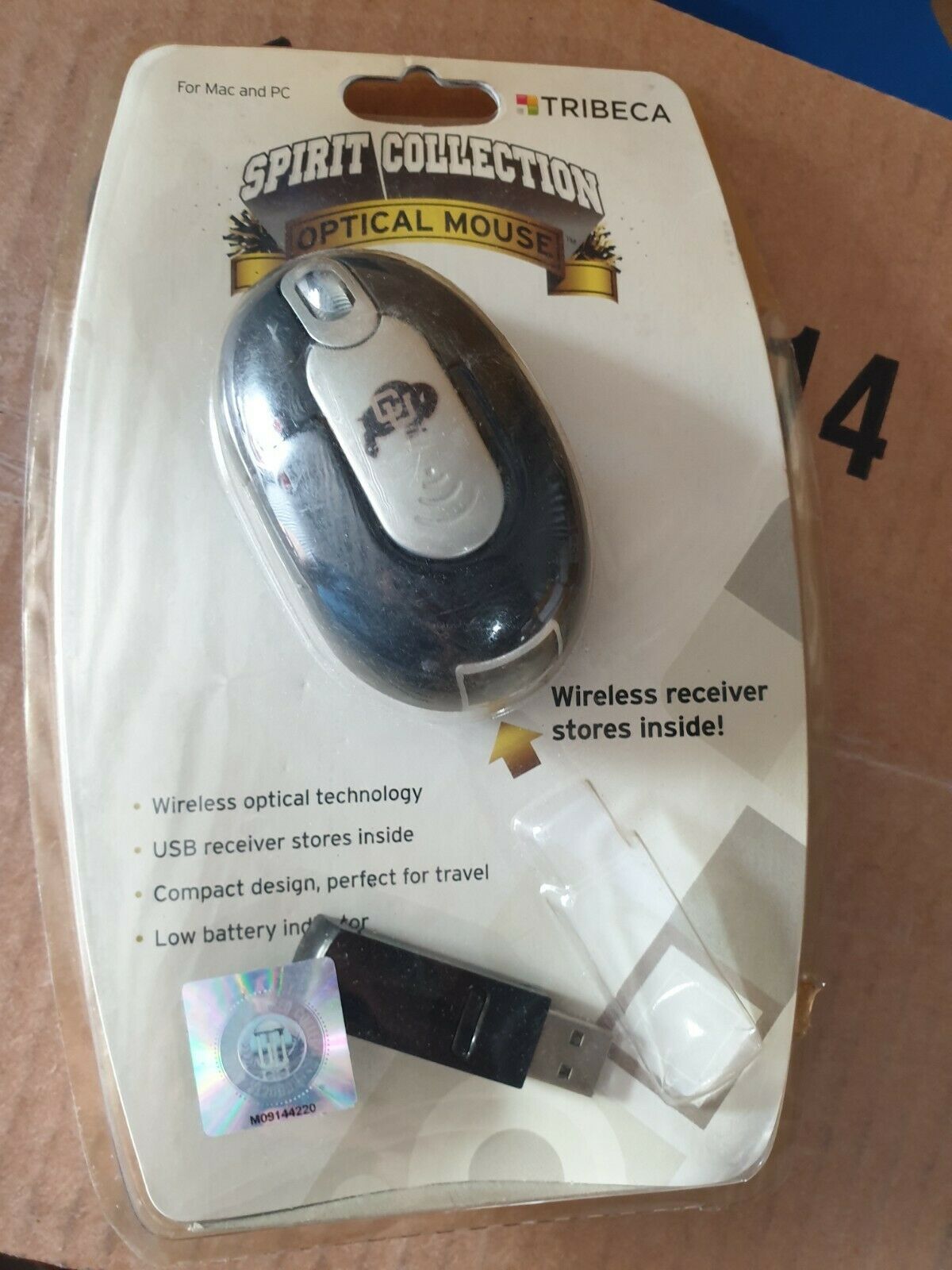 Tribeca Colorado University Wireless Optical Mouse and USB Receiver