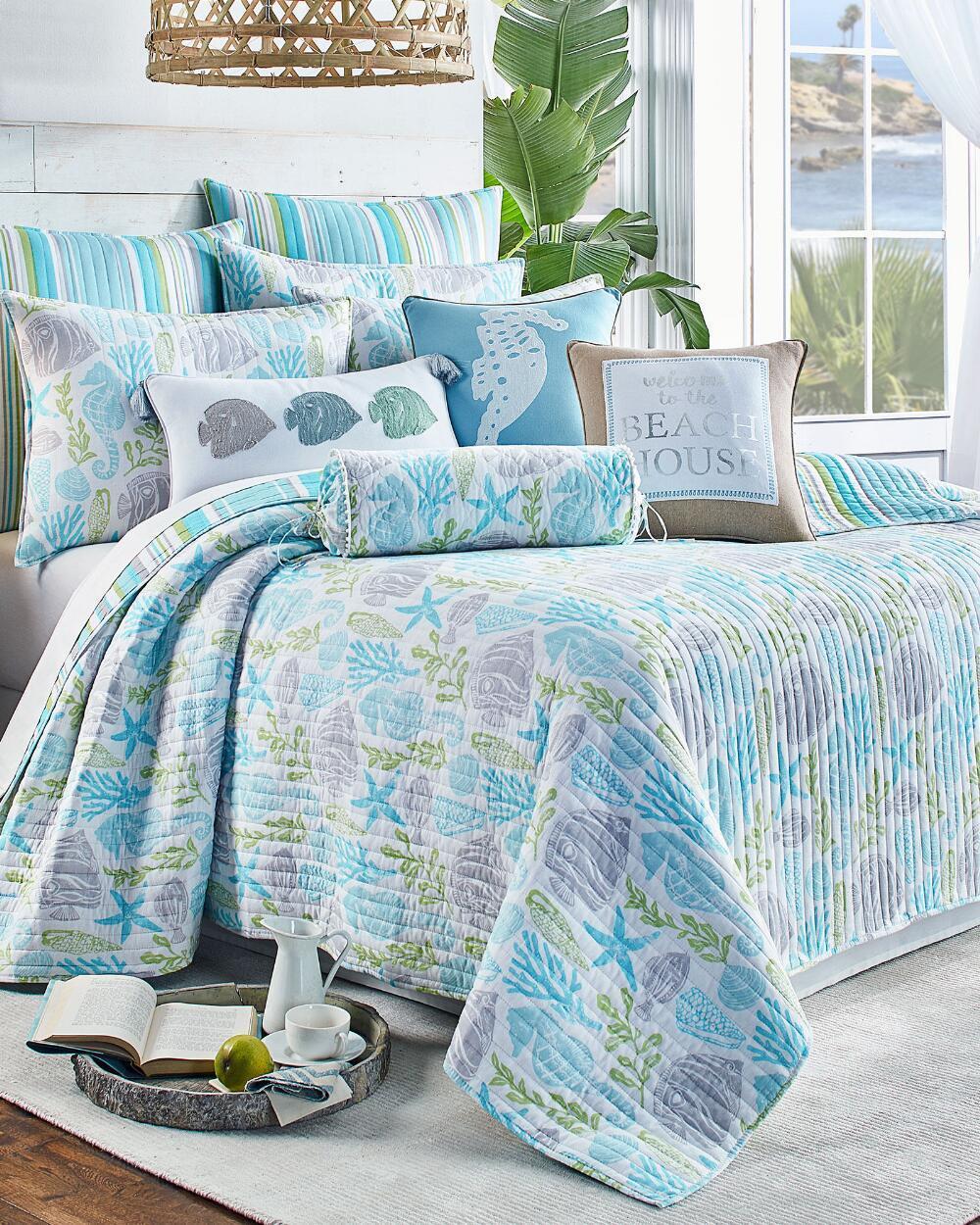 Luxury Bedding Soft Cozy Blue Green Coastal Under the Sea ...