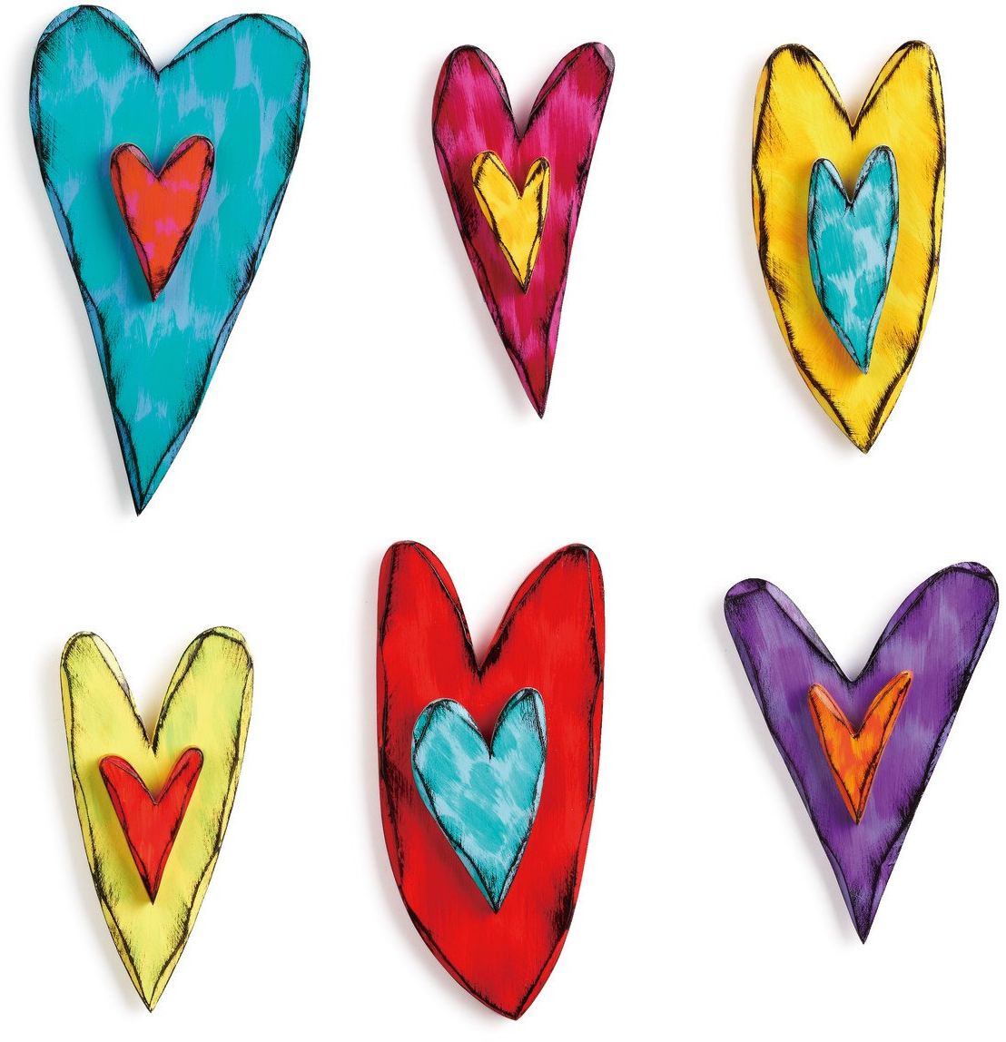 DEMDACO Heart Multicolored 10 X 6 Wood And Iron Metal Decorative Wall