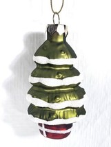 Vtg Small Christmas Ornament Christmas Tree Blown Glass Glitter Accents ... - $9.79
