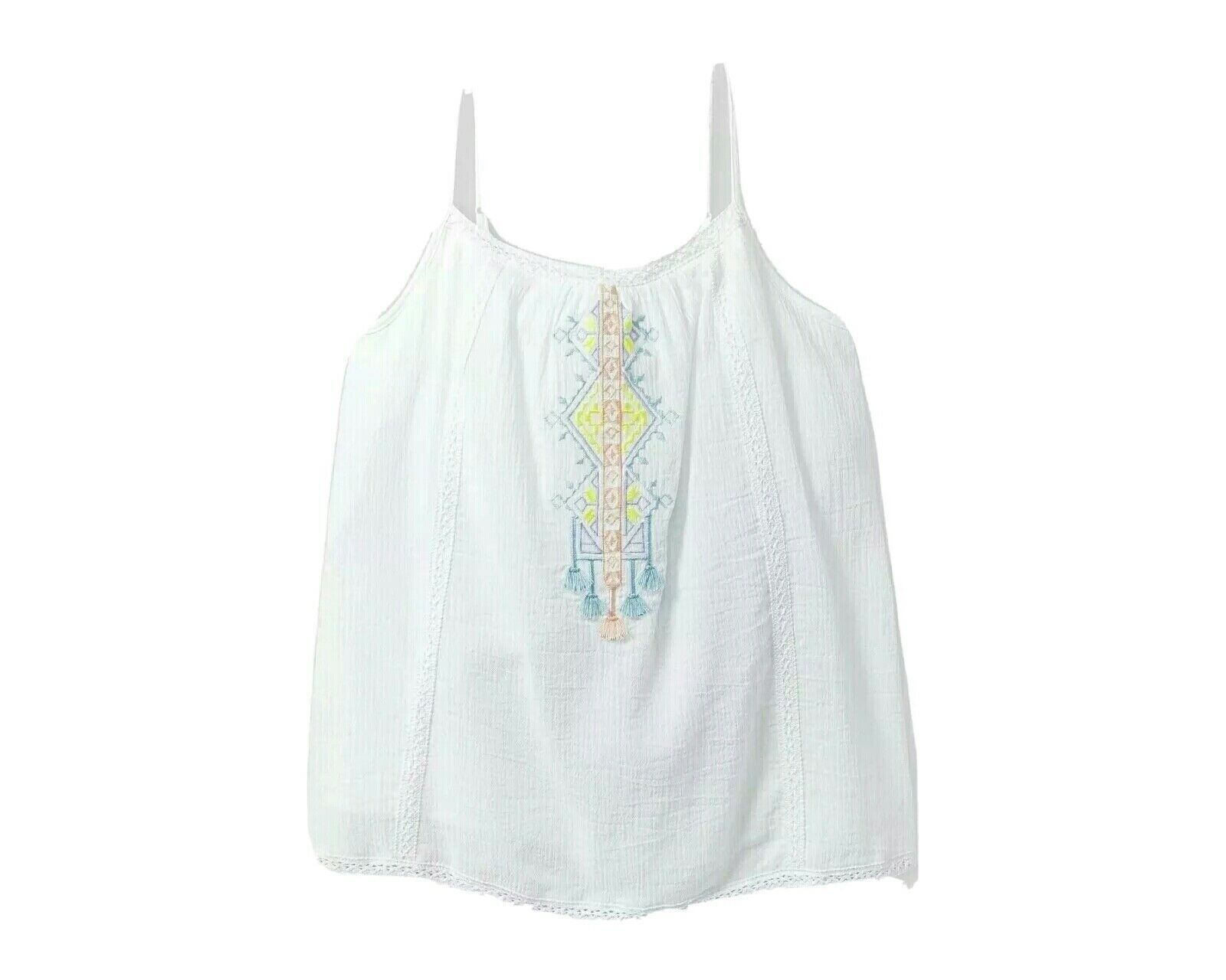 Girls' Embroidered Tank Top Straps- Art Class- Winter White - Large 10/12 Cute!