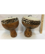 Goblet Djembe Drum Gourd Hollowed Handmade Carved Horse Design Skin Head... - $39.99