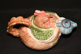 Vintage Fitz and Floyd Rooster Teapot Hand Painted Porcelain 42oz Chicken Teapot - $34.95