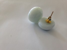 glass button pierced white earrings with posts - $19.99