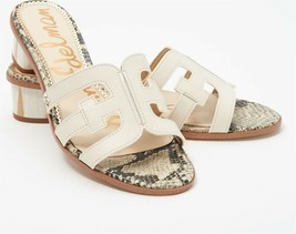 Sam Edelman Leather Heeled Slide Sandals Illie Modern Ivory 9M NEW A378492 - $67.30