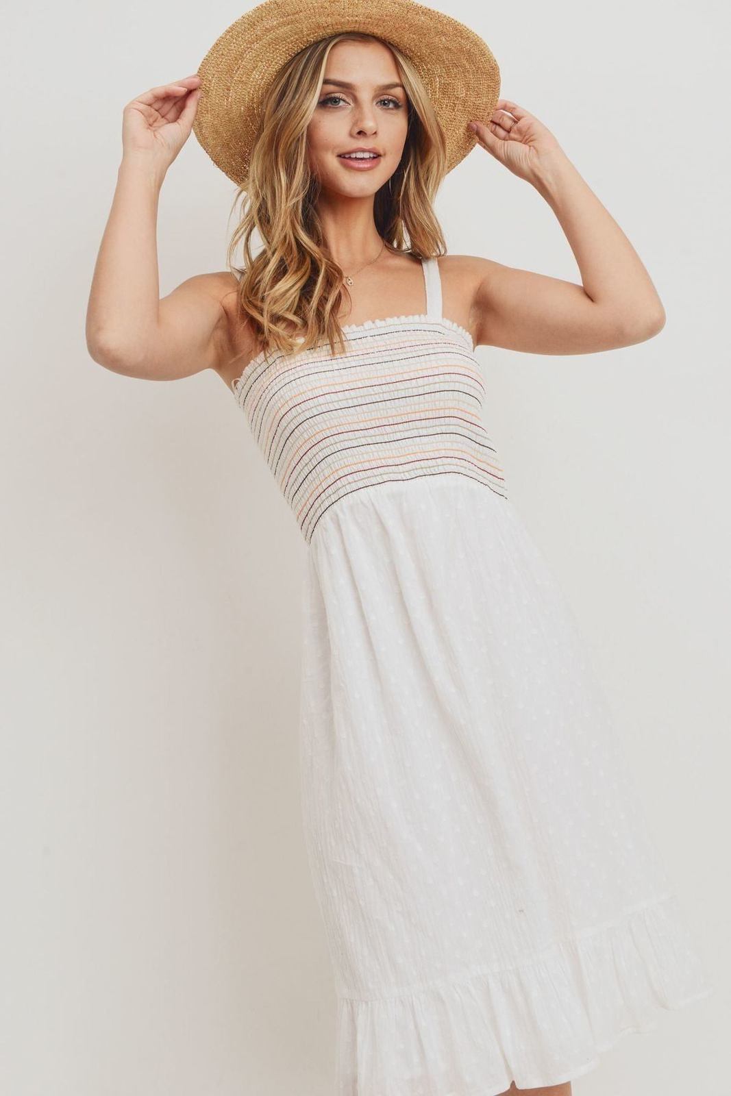 ruffle strap smocked dress