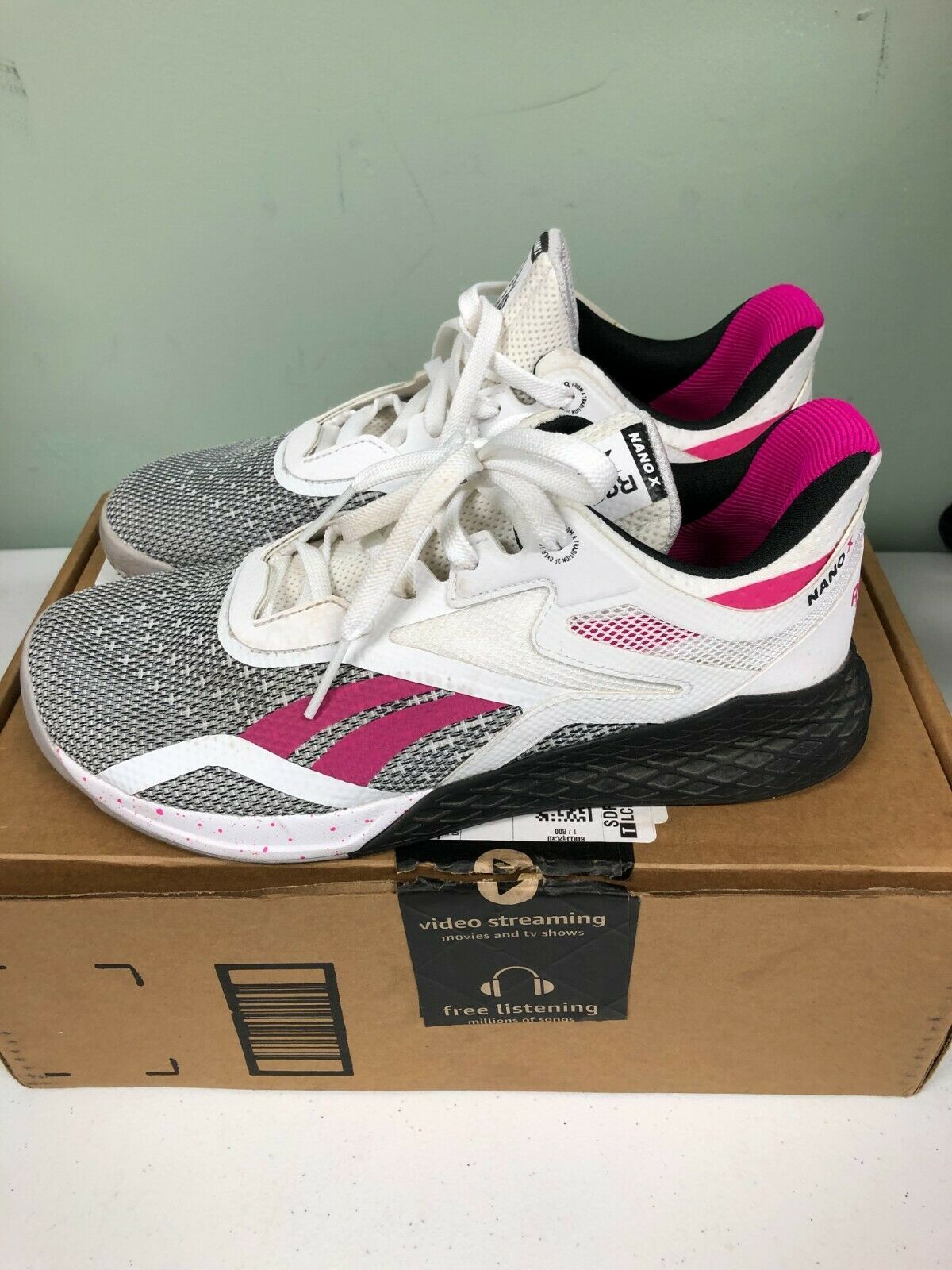 Reebok Women's Nano 9 Cross Trainer Shoes Size 9M White/Pink FV6769 ...