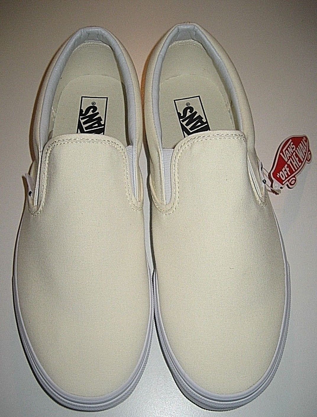 Vans Classic Slip on Mens Canvas Off White Skate Boat shoes Size 8.5 ...