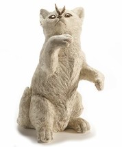 Cat Figurine with Gold Butterfly Design Accent Garden 11.4&quot; high Cream C... - $79.19