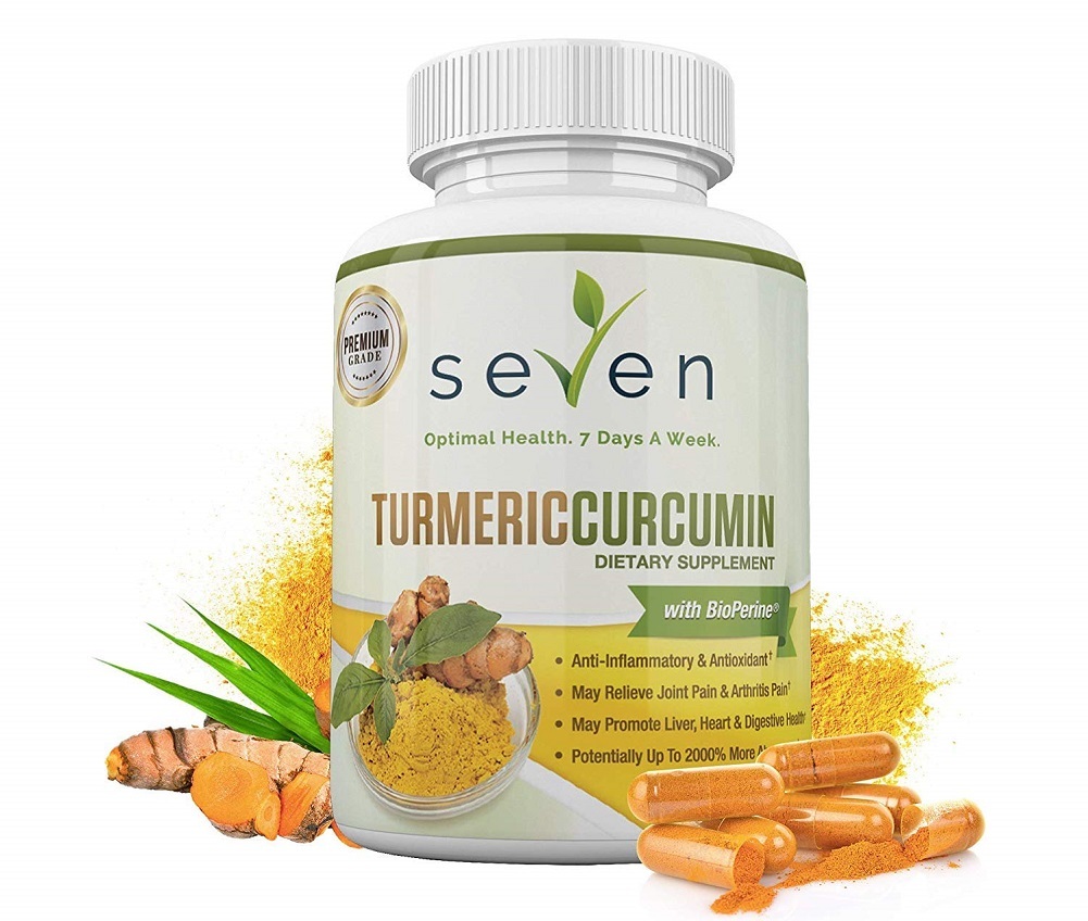 Seven Nutrition Turmeric Curcumin Supplement 1300mg Bioperine 60 Caps