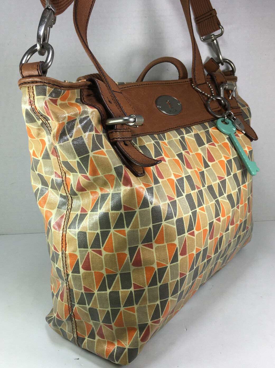 Fossil Extra Large Multicolor Canvas Leather Trim Tote Bag - Women&#39;s Bags & Handbags
