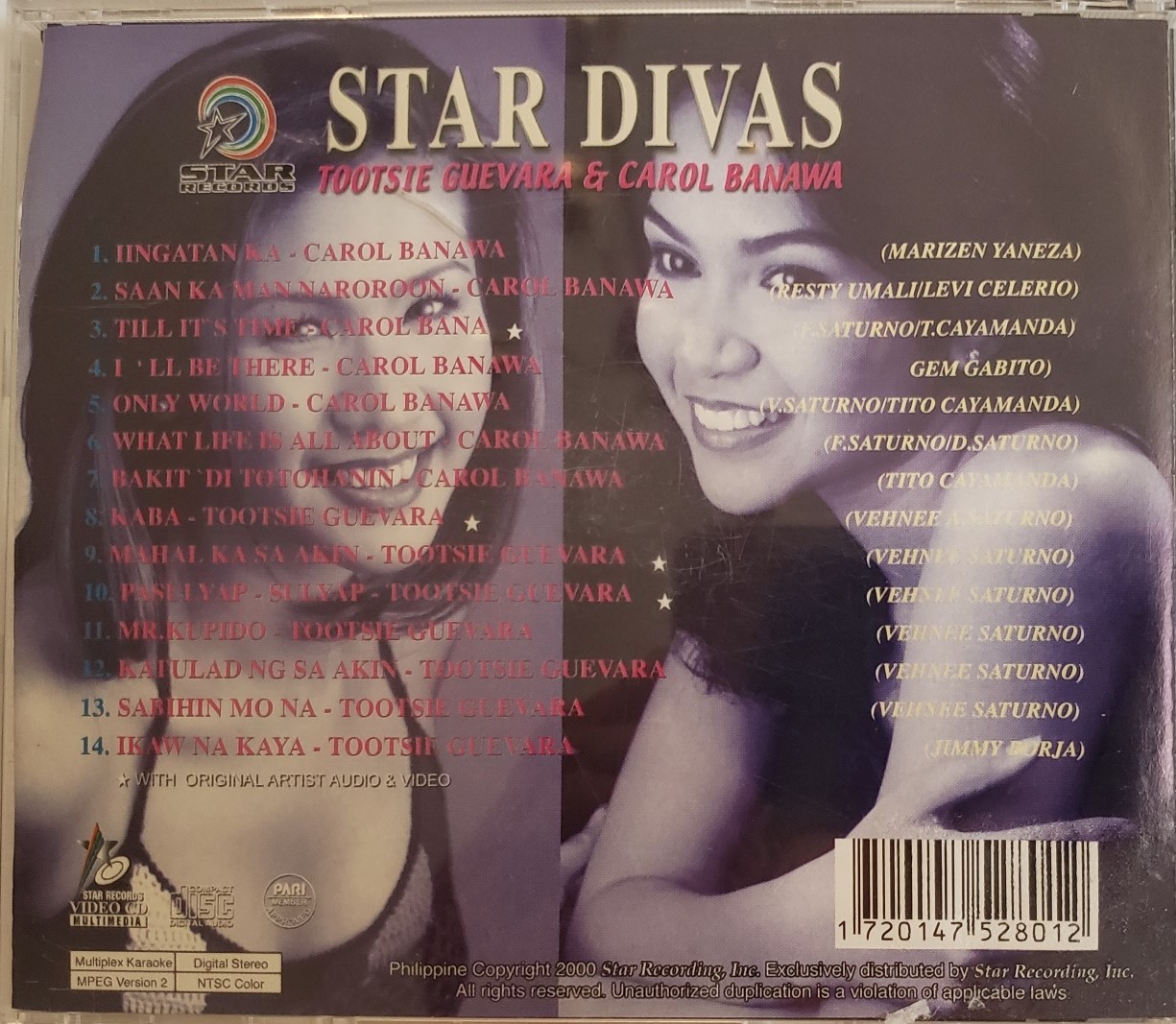 Star Divas Tootsie Guevara & Carol Banawa Karaoke VCD 2000 - CDs