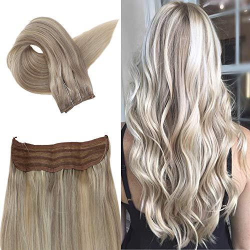 Full Shine 16" Fish Wire Halo Layered Hair Extensions Straight Remy