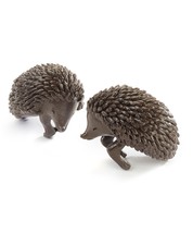 Hedgehog Flower Pot Hugger Set of 2 Brown 2.95" High Poly Stone image 2