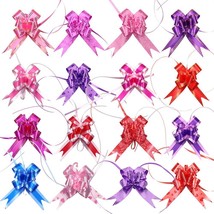 100Pcs Elegant Festival Assorted Colors PVC Pull Bows Ribbon Strings for Gift Wr
