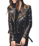 Women Leather Jacket With Zipper Outwear Motorcycle Overcoat Coat Tops J... - $128.00