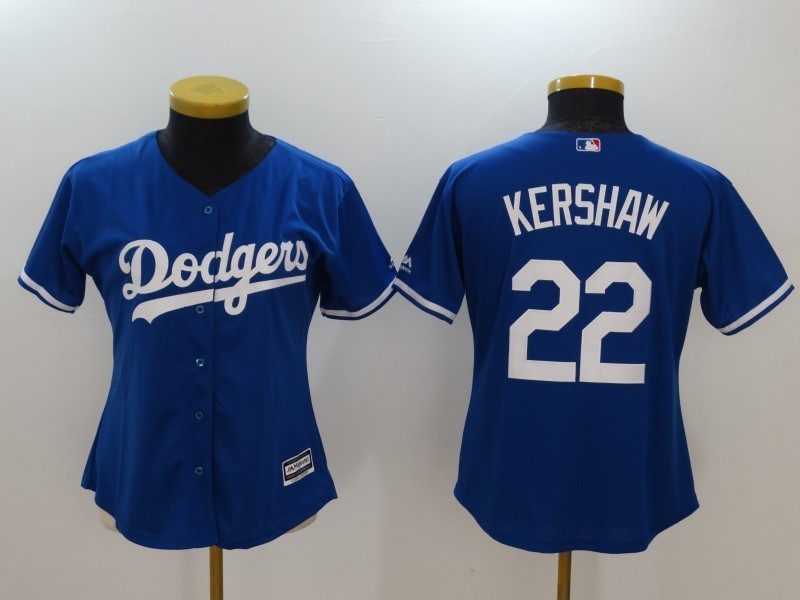 Hot Women Los Angeles Dodgers 22 Clayton Kershaw Baseball Jersey Blue