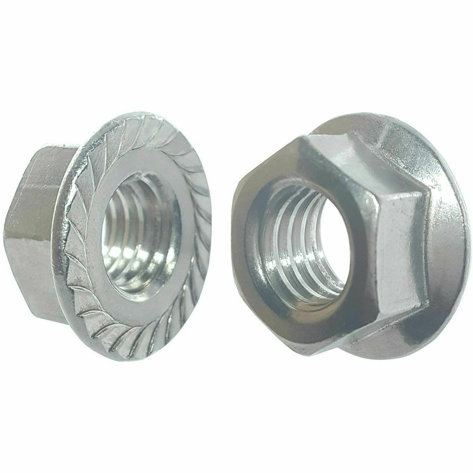 1/4"28 Self Locking Flange Nut Serrated Fine Thread Zinc Plated Finish