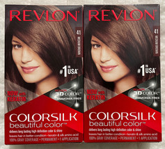 2 Revlon ColorSilk Beautiful Hair Color Ammonia Free Permanent #41 Medium Brown - $14.83