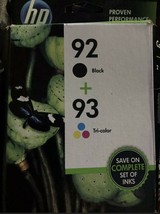 HP Genuine Ink Cartridge 2Pack 92 Black 93 Tricolor  New - $18.69