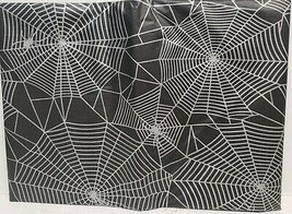 Flannel Back Plastic TABLECLOTH(52"x70") Oblong, Halloween,Spider's Web On Black - $14.84
