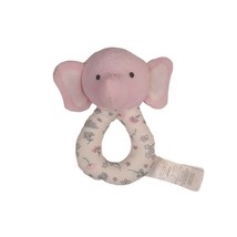 Precious First Carters Pink Elephant Ring Rattle Plush 5&quot; Terry Cloth St... - $12.28