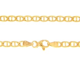 18K YELLOW GOLD CHAIN FLAT BOAT MARINER OVAL NAUTICAL LINK 3.5mm, 45 cm, 18" image 1